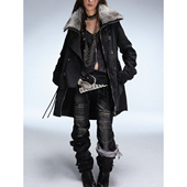 DoublePunch冬季 雪境流浪 艺术生双排扣毛领宽松中长加绒外套