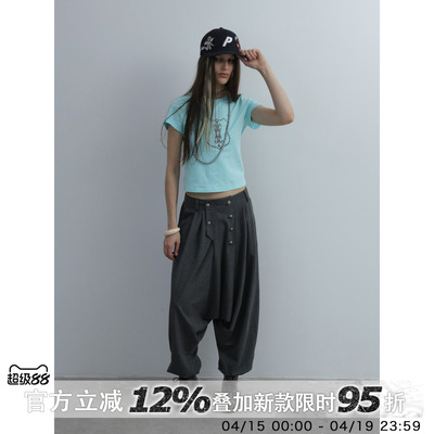 春夏原创短裤千禧风烫钻短袖T恤