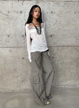 DoublePunch春夏原创做旧洗水西部风格直筒阔腿窄裆工装裤