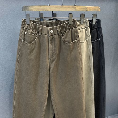 Mostarsea~高端斜纹复古精梳纯棉休闲裤男2025新款宽松直筒工装裤