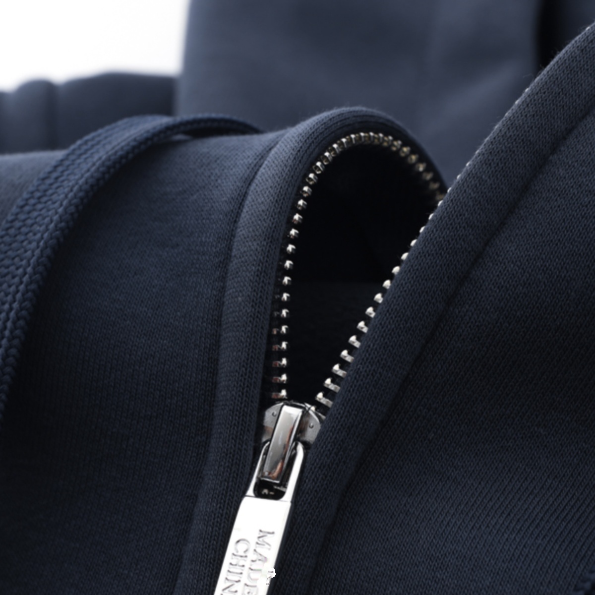 Mostarsea~600g重磅藏蓝色加绒连帽开衫卫衣男藏青色银狐绒外套女