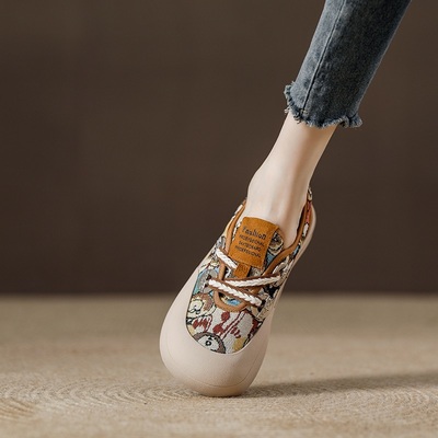 西班牙小众品牌ONGYSL彩色复古帆布鞋板鞋2025夏季新款休闲鞋女鞋