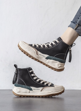 西班牙小众品牌ONGYSL高帮运动鞋女2025真皮防水老爹鞋增高小白鞋