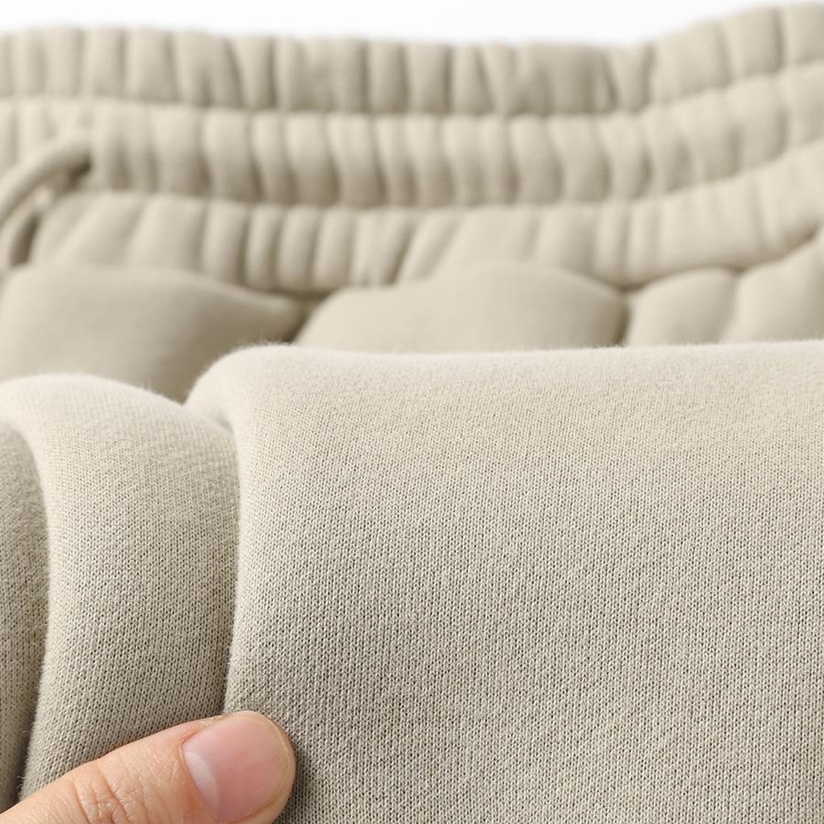 MAROLIO~高级杏仁灰！重磅加绒温暖卫裤男垂感宽松休闲束脚长裤女