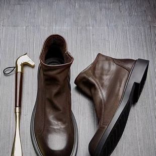 复古马丁靴男士时尚英伦风高帮真皮靴子头层牛皮短靴低帮切尔西靴