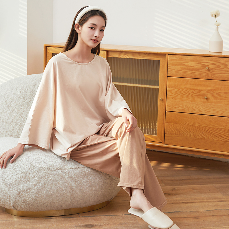纤丝鸟女士宽袖连肩长裤家居套装