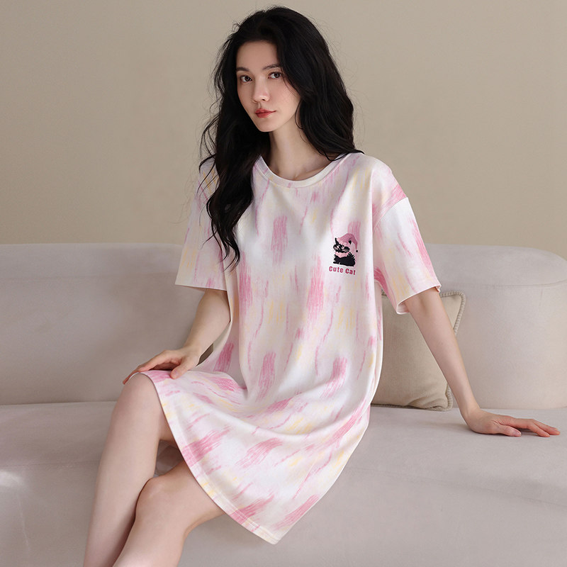 纤丝鸟夏季纯棉女睡裙可外穿图片