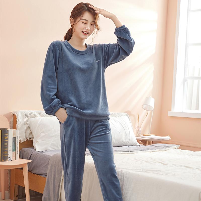 海岛绒睡衣女2024新款大红色薄绒