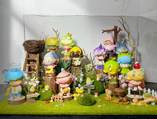 盲盒diy造景dimmo动物王国森林之夜手工场景展示盒泡泡玛特迷你