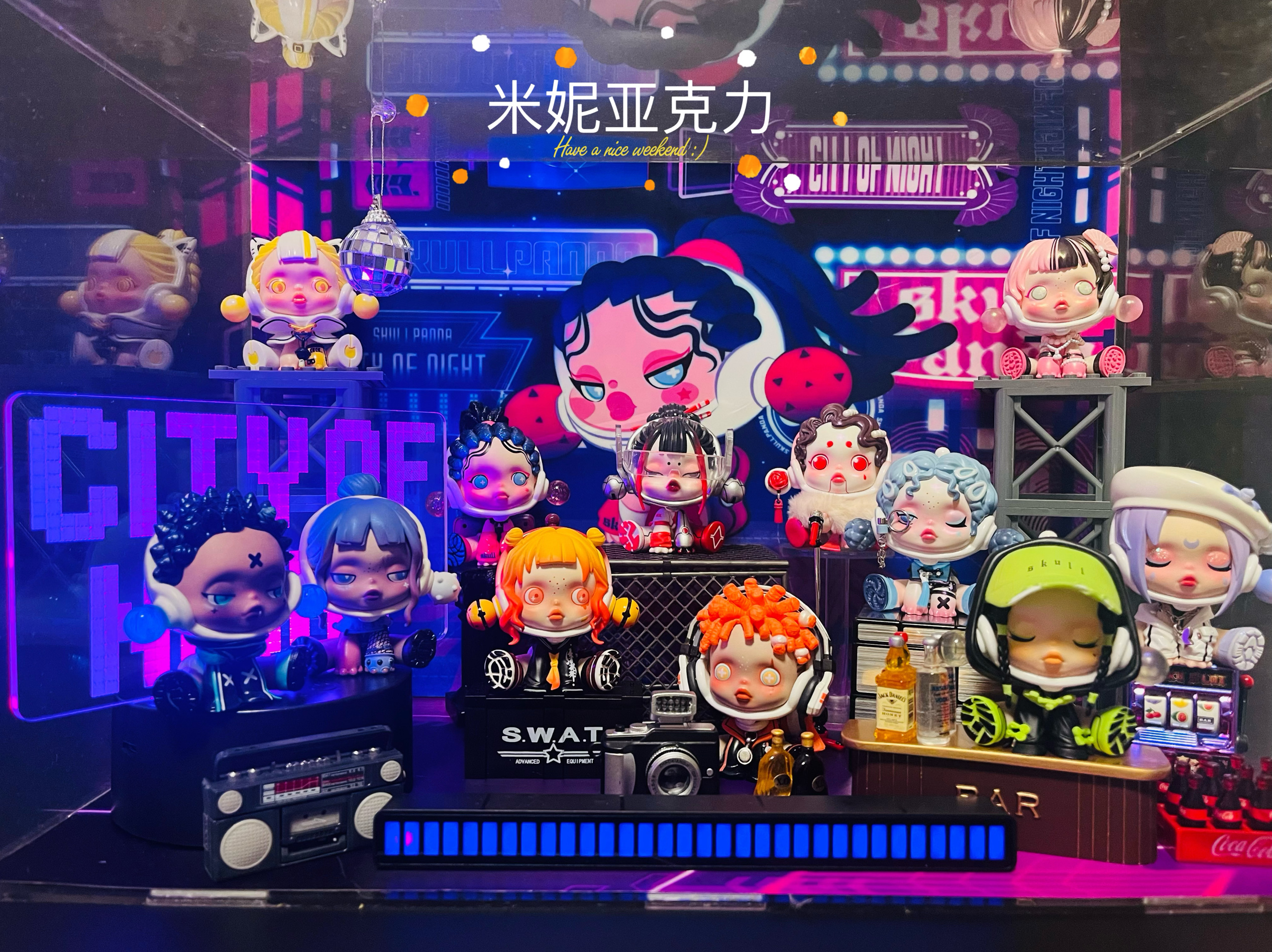泡泡玛特sp系列夜之城赛博朋克风场景展示盒 diy配件道具盲盒布置