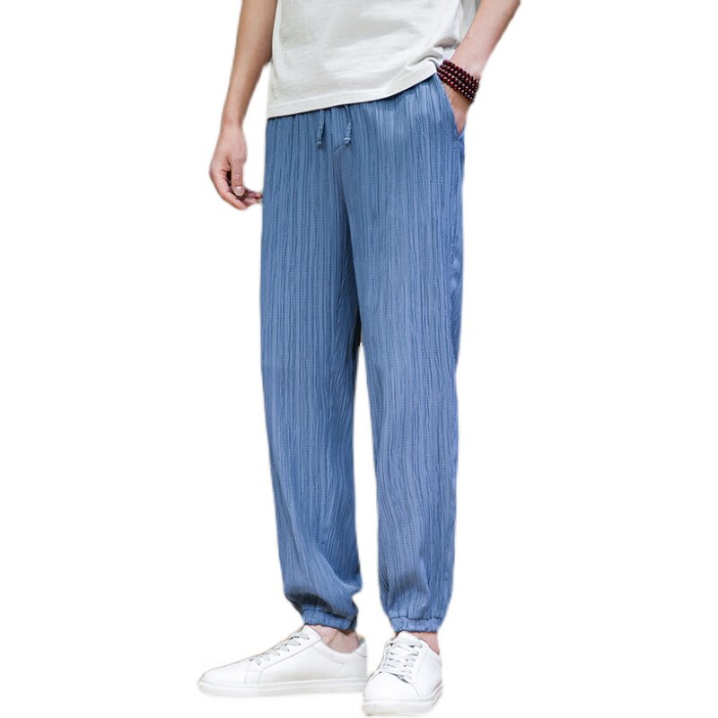 中国风夏季男士纯色微弹薄款九分休闲裤束脚裤QT4003-K685p55,男装休闲裤,星座815（原A203）