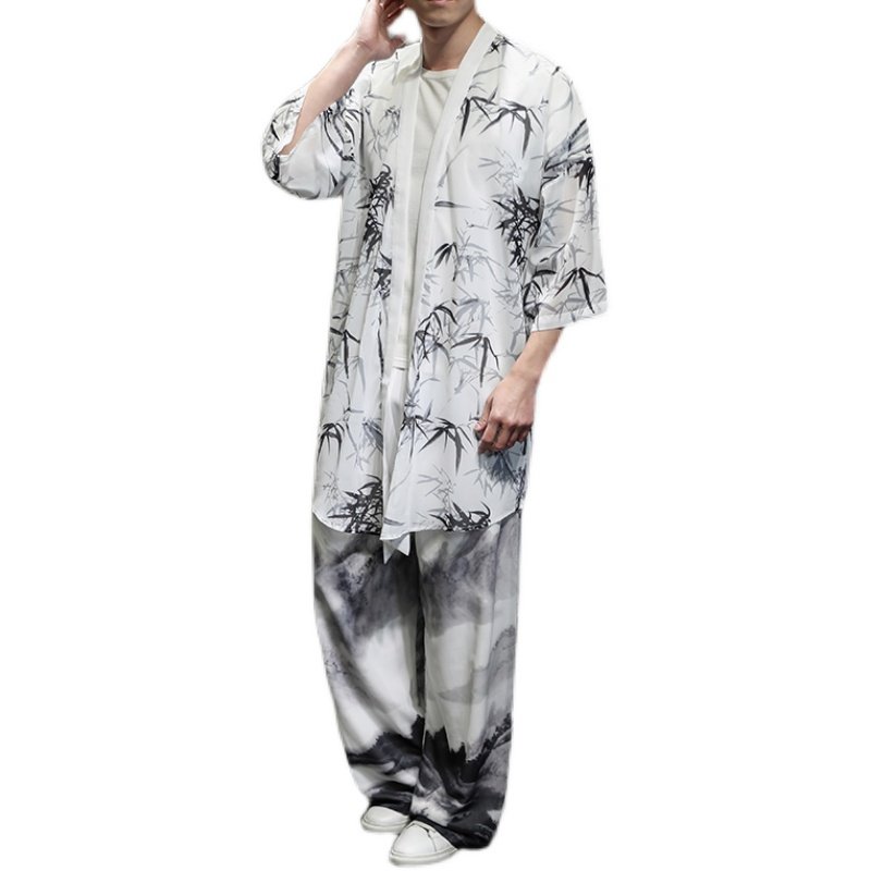 中国风夏季冰丝中长款防晒衣套装男QT4003-TZ68p120,男装休闲套装,星座815（原A203）