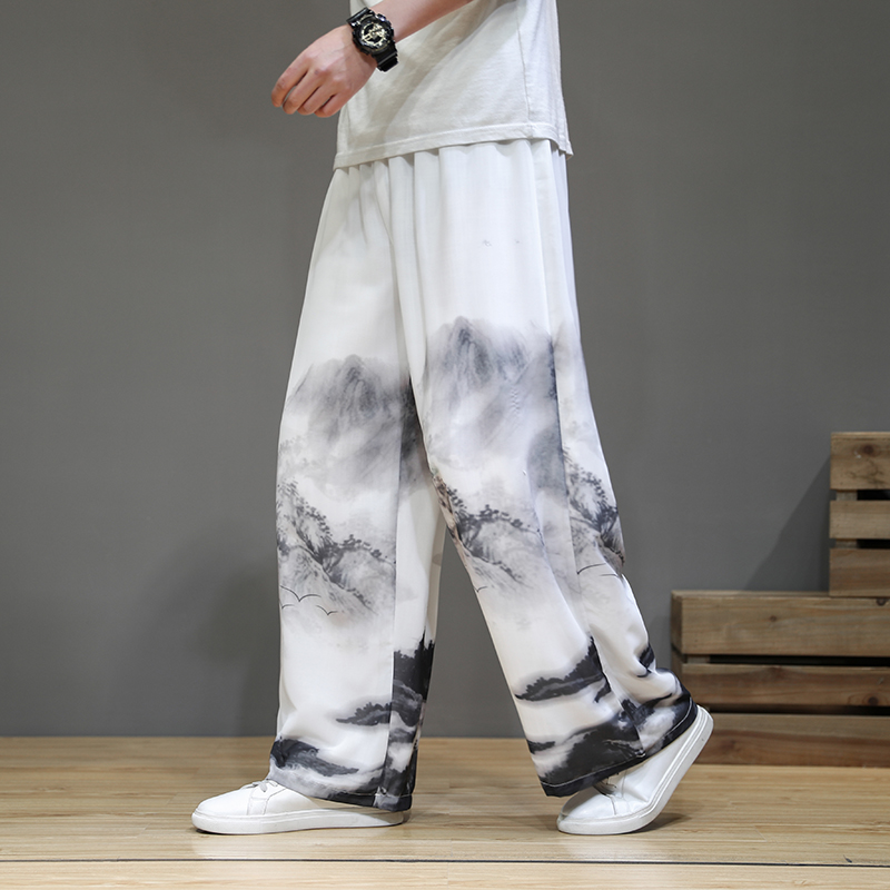 2021中国风秋冬新款雪纺印花山水画休闲裤男QT4003-NB15p85，男装休闲裤，星座815（原A203）