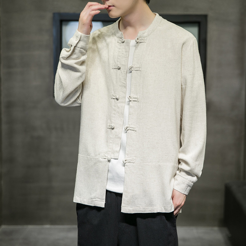 2021风秋冬新款男棉麻纯色长袖休闲衬衣QT4003-NB32,男装衬衫,星座815（原A203）
