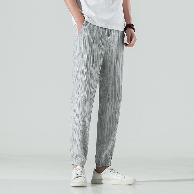 中国风夏季男士纯色微弹薄款九分休闲裤束脚裤QT4003-K685p55,男装休闲裤,星座815（原A203）