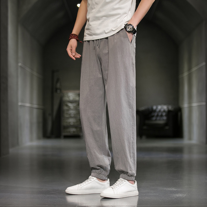 2021风秋冬新款棉麻男束脚宽松纯色裤QT4003-NB19,男装休闲裤,星座815（原A203）