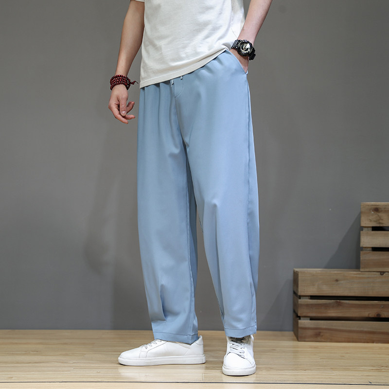 2021夏季中国风冰丝宽松休闲裤男灰墙QT4003-NB18p50,男装休闲裤,星座815（原A203）