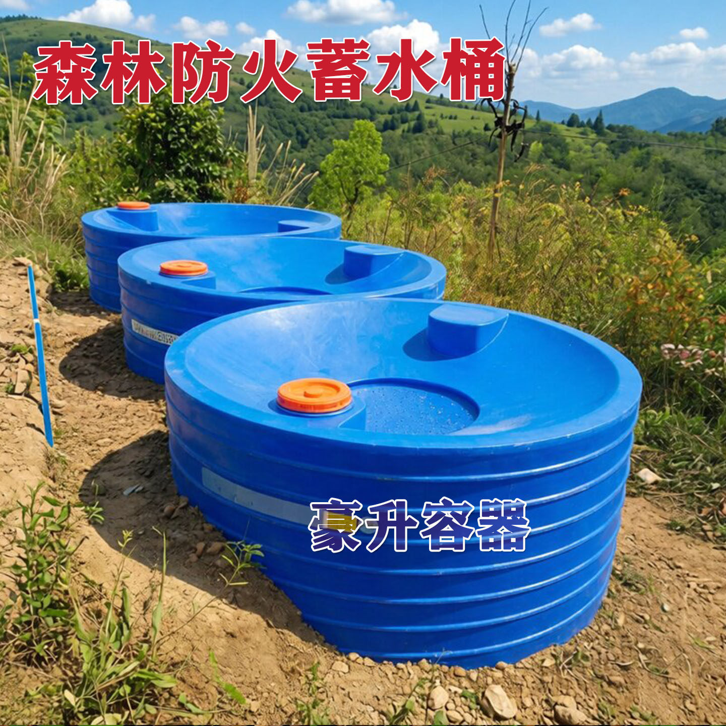 户外森林消防水箱 防火蓄水桶 雨水收集桶 2吨5T绿色蓝色塑料水桶
