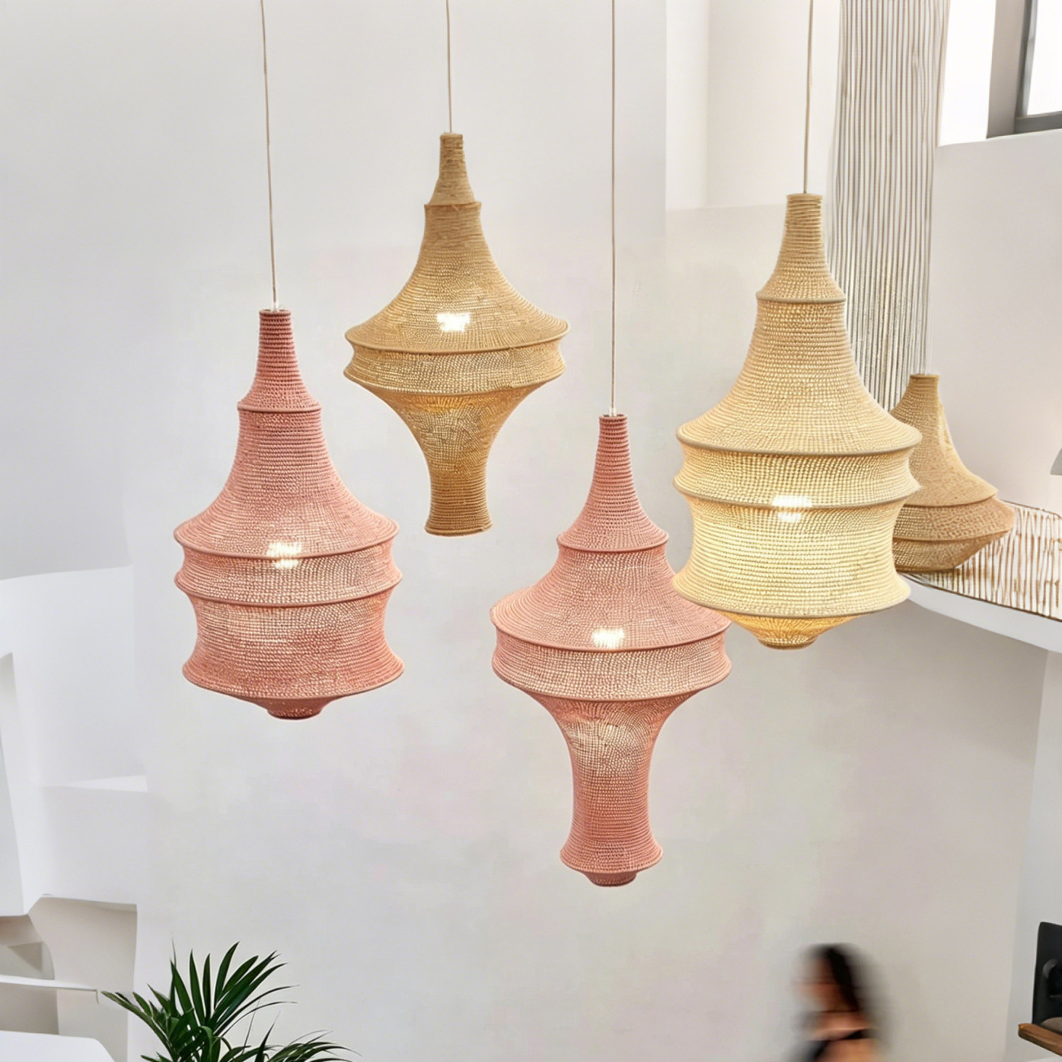 南洋法式文艺手工钩针毛线吊灯酒店餐厅服装店民宿田园风装饰灯具