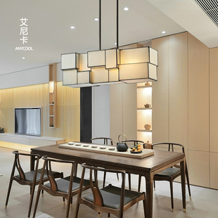 新中式 布艺餐厅吊灯禅意茶室茶楼大厅餐饮商用侘寂风书房巴台灯具