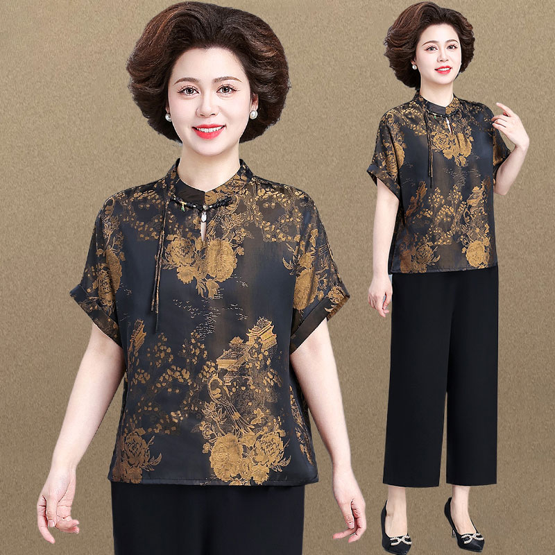 中老年妈妈夏季短袖休闲套装