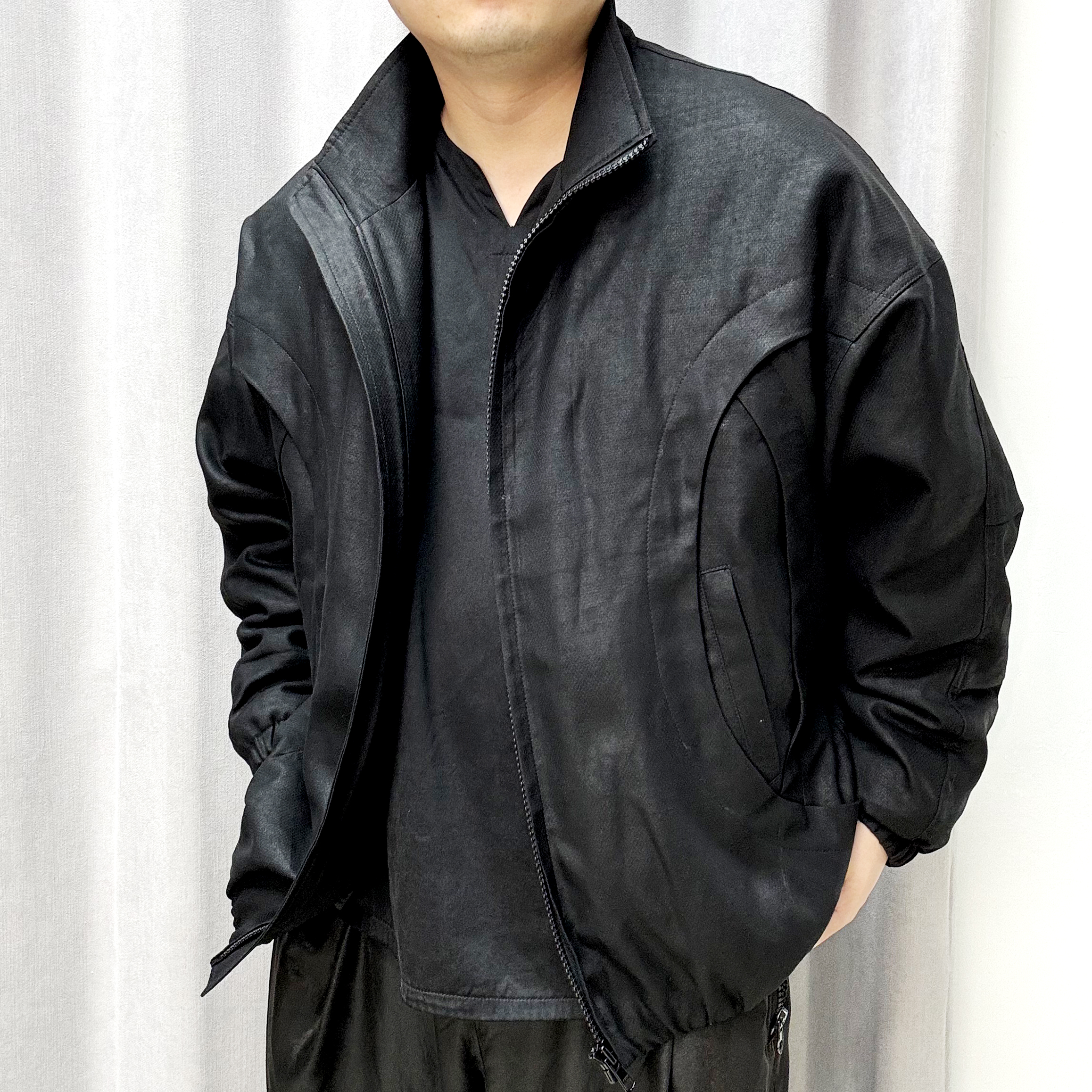 桑蚕丝香云纱外套男士鹅绒内胆