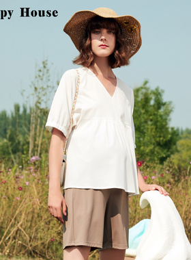 快乐屋孕妇针织哥弟通勤四分裤2026新款孕妇短裤夏外穿薄款休闲裤