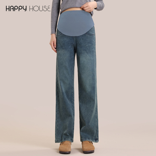 外穿2025新款 冬装 显瘦直筒裤 长裤 加绒孕妇裤 快乐屋焱姜孕妇牛仔裤