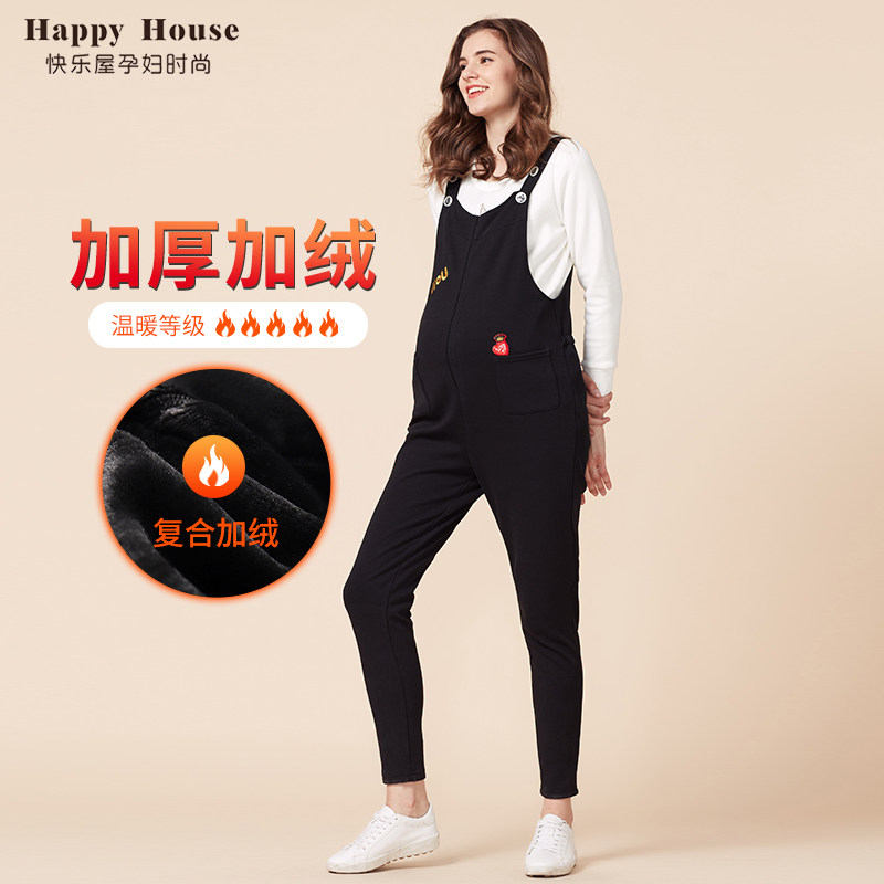 快乐屋孕妇裤子2020秋冬新品外穿长裤托腹宽松大码加绒保暖背带裤