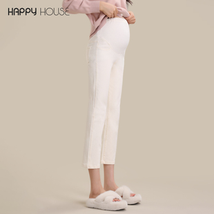 孕妇裤 快乐屋孕妇牛仔裤 显瘦小个子八分裤 弹力直筒裤 春秋2025新款