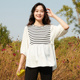 娃娃衫 快乐屋孕妇上衣减龄条纹五分袖 t恤时尚 春夏款 针织衣 孕妇装