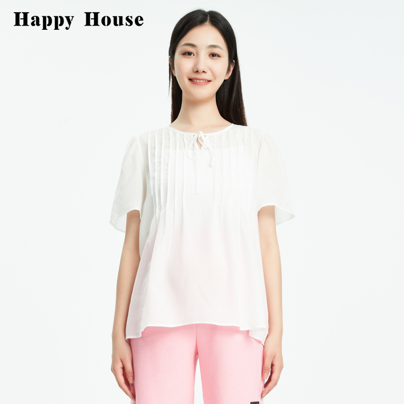 快樂屋天絲麻孕婦短袖上衣夏季
