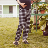 孕妇裤 针织格子束脚休闲长裤 子外穿 春秋2026新款 快乐屋孕妇运动裤