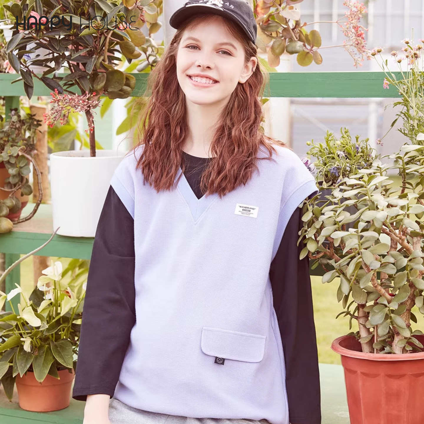 快乐屋孕妇针织华夫格休闲V领马甲春夏外穿孕妇装搭配针织衫上衣