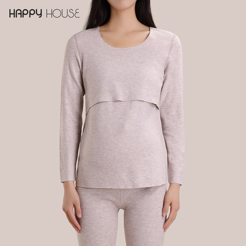 保暖羊毛混纺孕妇秋衣可哺乳2024新款打底衣