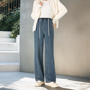 外穿孕妇裤 快乐屋孕妇阔腿裤 显瘦直筒裤 无托腹牛仔裤 春夏2026新款