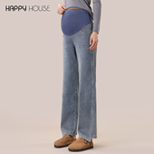 冬装 快乐屋孕妇牛仔裤 冬季 外穿弹力直筒裤 加绒加厚2026新款 孕妇裤