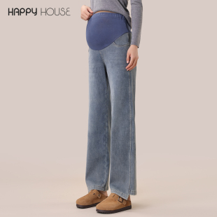 加绒加厚2025新款 冬装 孕妇裤 外穿弹力直筒裤 冬季 快乐屋孕妇牛仔裤