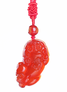 正品红玛瑙貔貅吊坠男女士佩戴