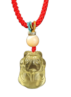 男女天然黄水晶貔貅吊坠