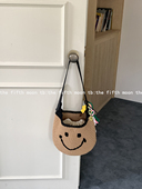 thefifthmoon经典 笑脸大容量手工编织包单肩包百搭小众款 笑脸挂件