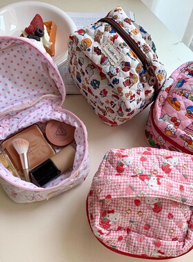 thefifthmoon可爱少女心KT手工绗缝迷你收纳包化妆包出行小包