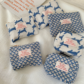 thefifthmoon卡通兔文艺鱼鳞刺绣棉麻gao品质化妆包收纳包零钱包