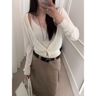 早秋韩系配吊带的小外搭针织开衫女慵懒氛围感背心上衣叠穿两件套