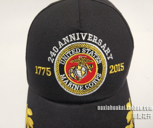 美海军陆战队240周年纪念棒球帽 海军帽子 户外装备防晒帽 刺绣章