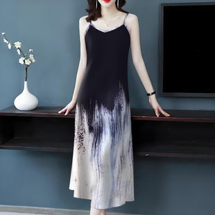 冰丝仿香云纱吊带背心裙女2025夏季 打底裙女 外穿内搭冰凉感无袖