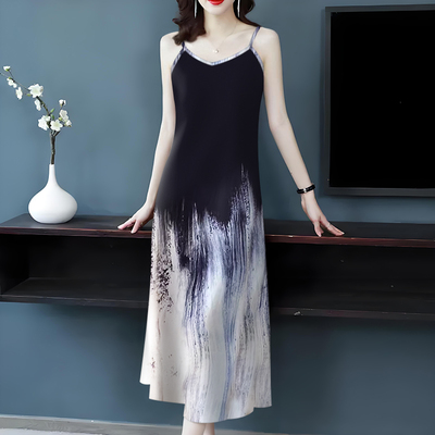 冰丝仿香云纱吊带背心裙女2025夏季外穿内搭冰凉感无袖打底裙女