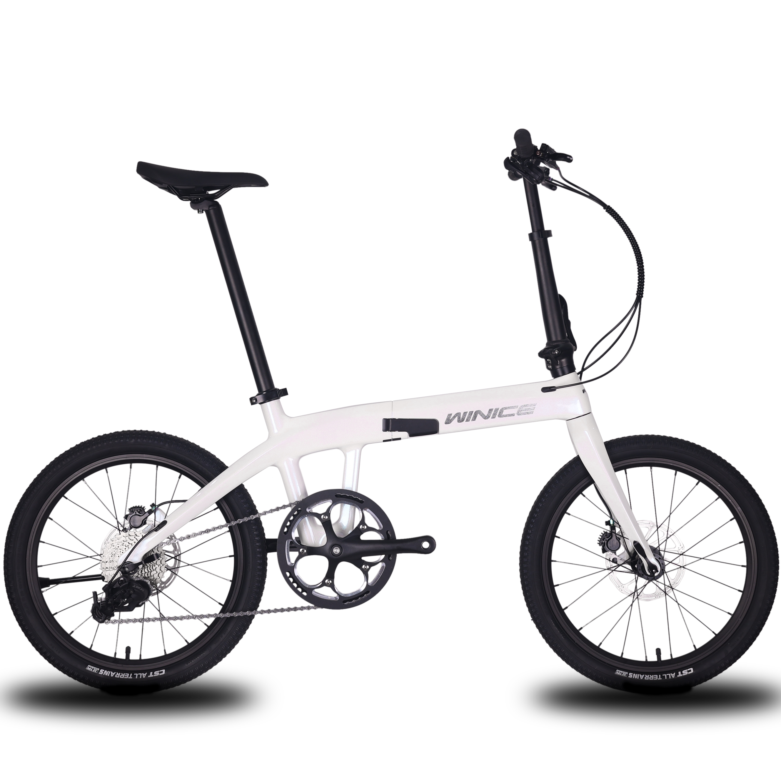 WINice碳纤维折叠自行车20寸9变速双油碟刹成人男女儿童超轻单车