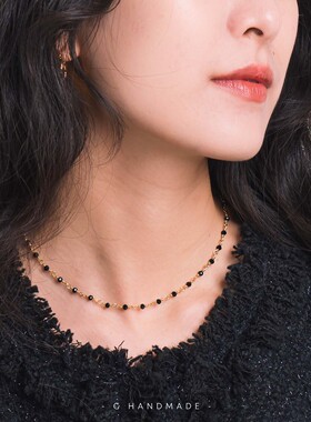 尖晶石单排隔珠法式锁骨链