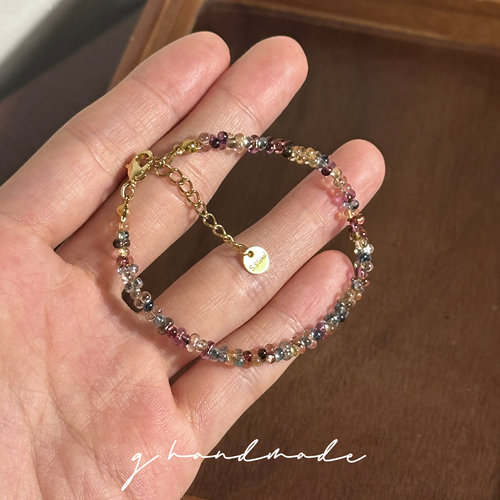G HANDMADE 进口琉璃彩珠手链透亮不规则复古串珠混色秋冬叠戴